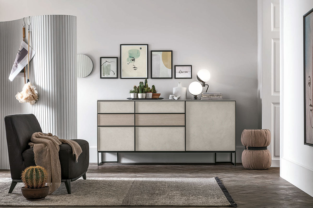 Madia moderna Cemento chiaro e Frassino oriente