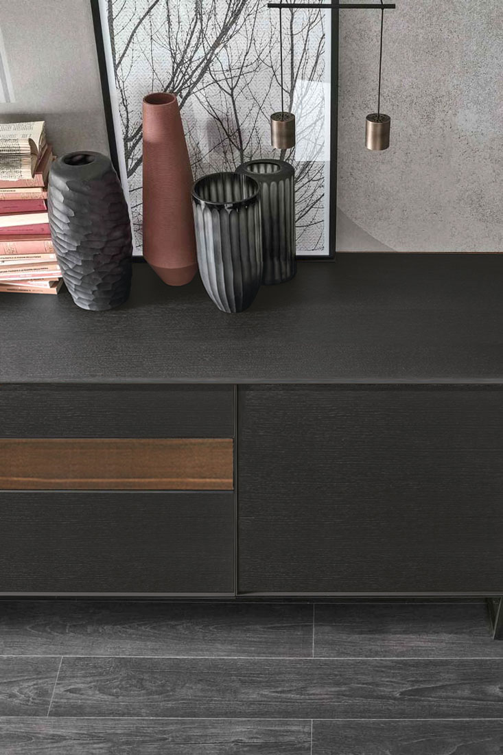 Madia moderna Rovere Carbone e Termocotto