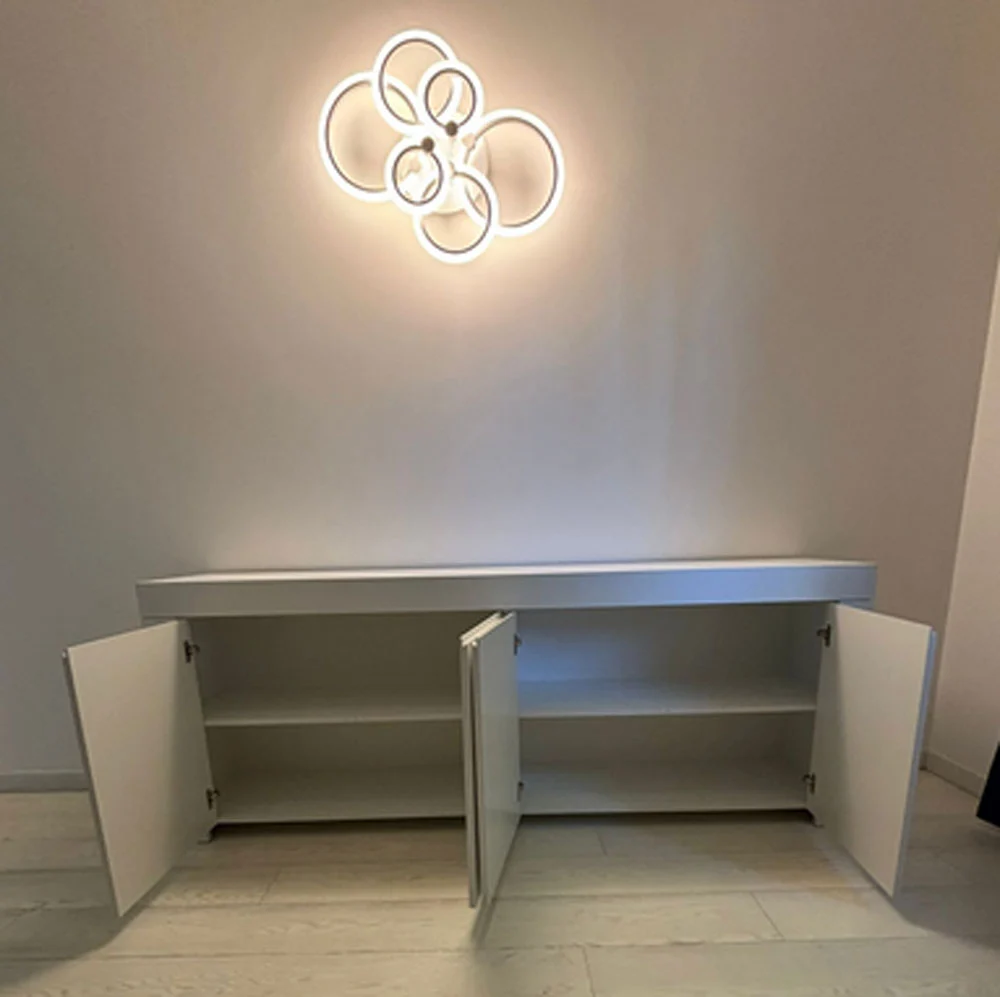 Credenze soggiorno moderne, madia 4 ante con maniglia a gola