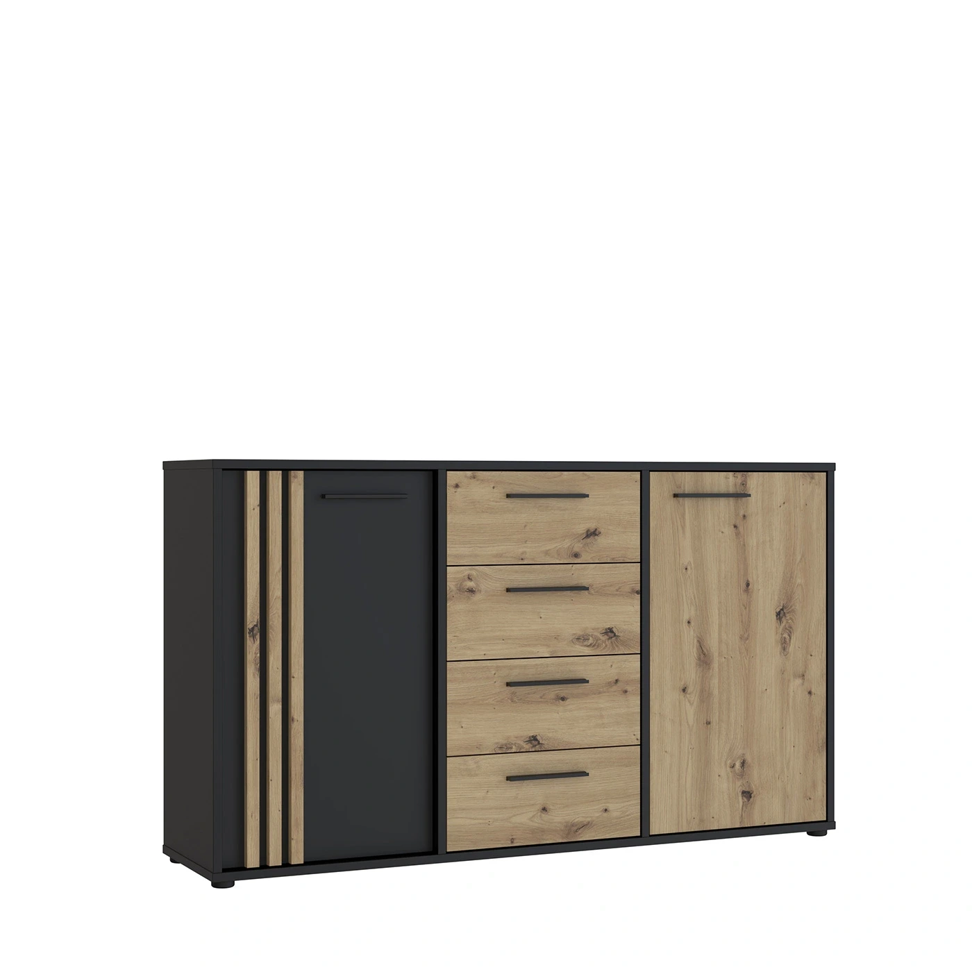 madia a 4 cassetti nera