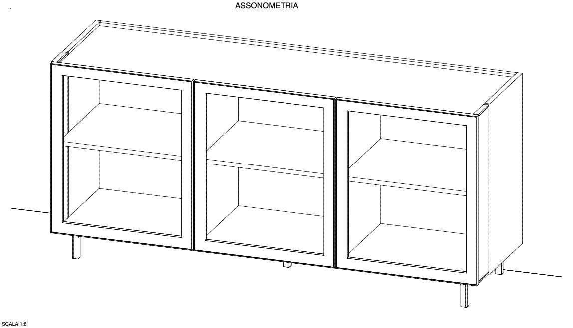 Madia moderna 3 ante con vetro fumè