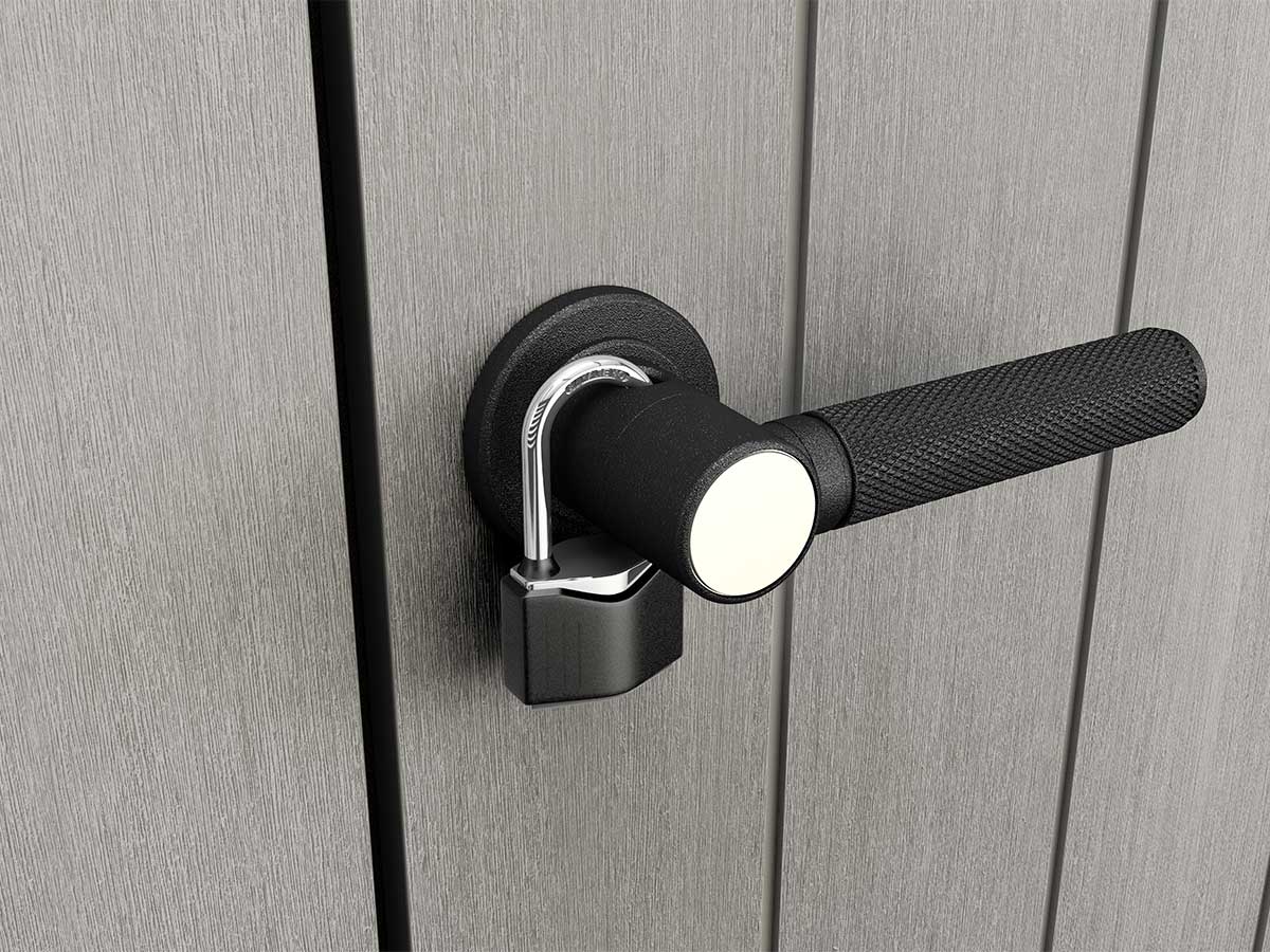 Baule da esterno Quercia, porta attrezzi per giardino, capacità 1000L