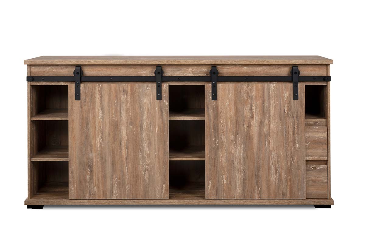 Madia Tromso con 2 ante e 2 cassetti in finitura Rovere anticato