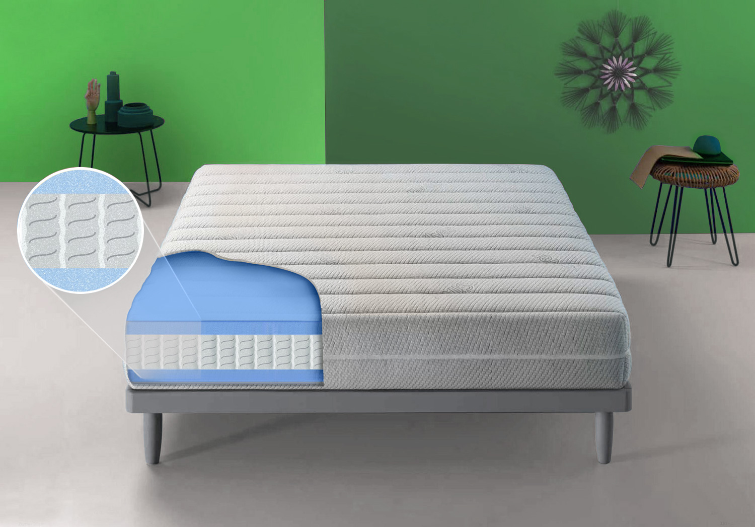 Materasso E4 altezza 23 cm con molle indipendenti, sfoderabile