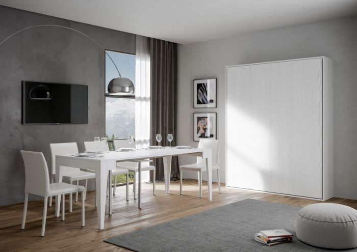 Letto Slide salvaspazio matrimoniale 160 x 190, Bianco frassino