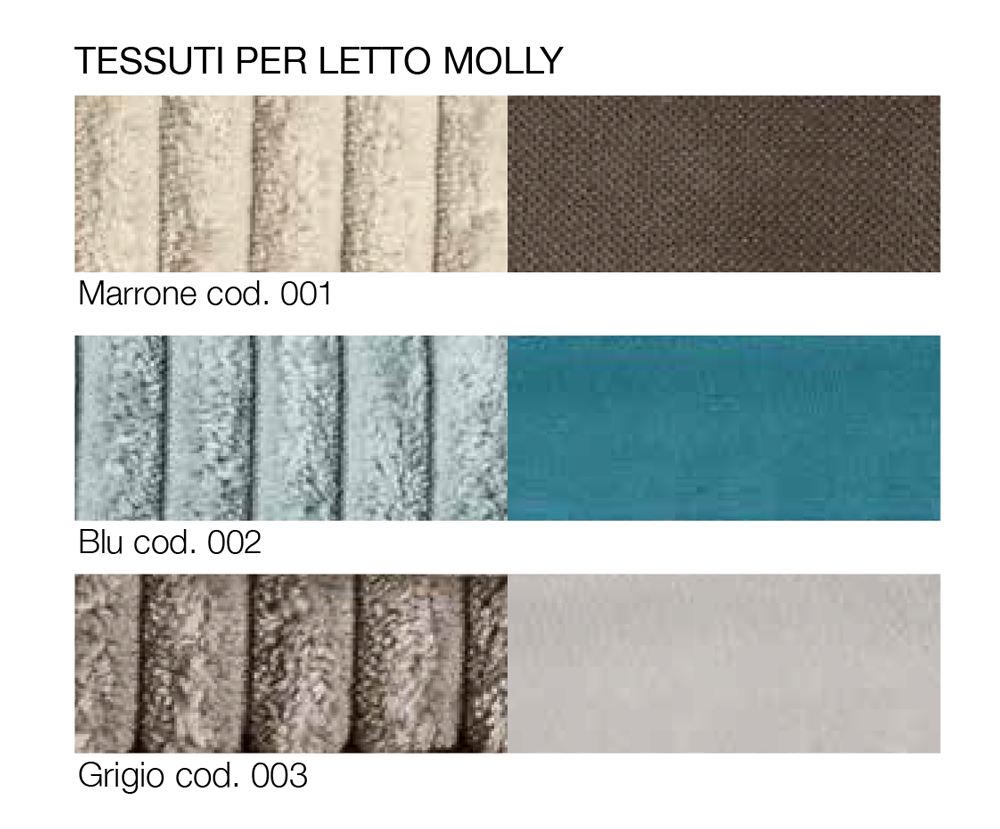 Letto singolo in tessuto Michele per camerette per ragazzi, finitura Blu