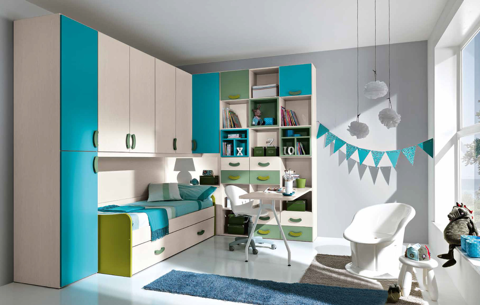 Cameretta a ponte Roberto con armadio ad angolo a prezzo scontatissimo