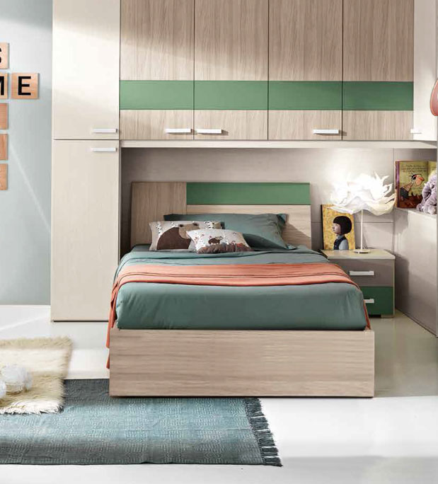 Letto 1 piazza e mezzo con contenitore per camerette