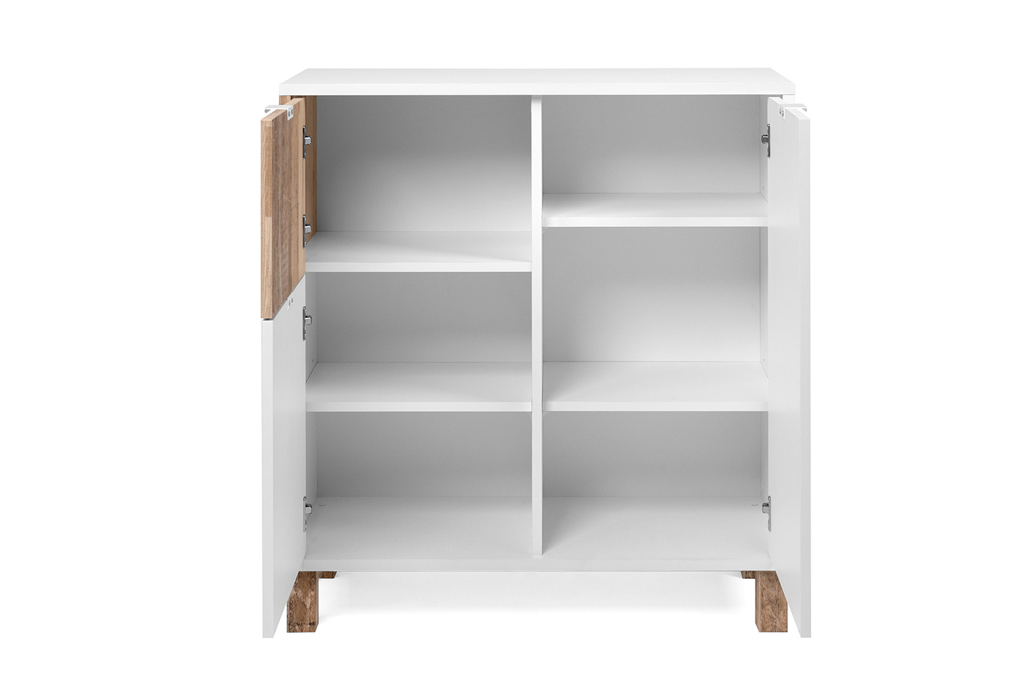 Madia alta Kilsbo con 3 ante in finitura Bianco opaco e Legno vecchio