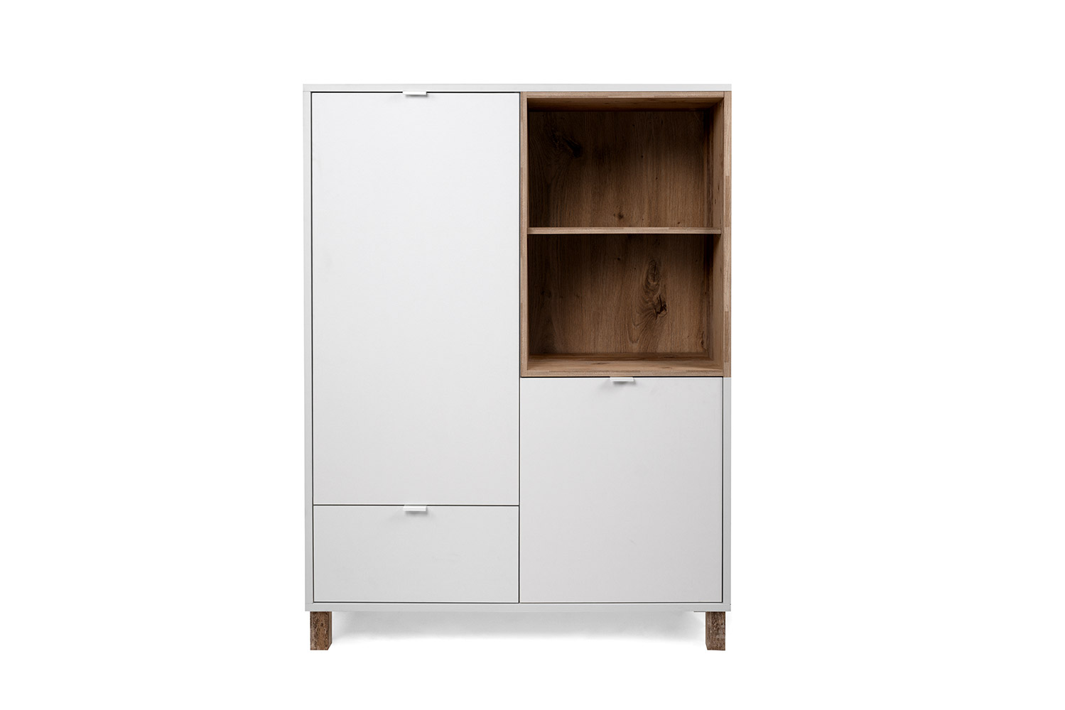 Madia buffet Kilsbo con 2 ante e 1 cassetto in finitura Bianco opaco e Legno vecchio