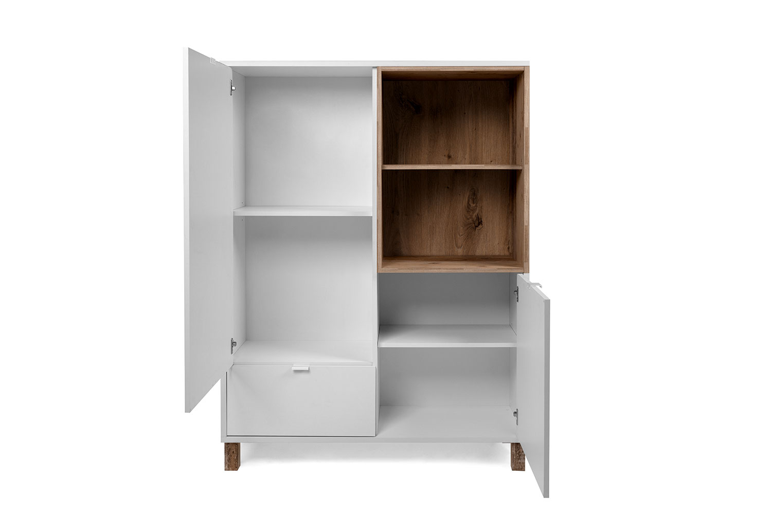 Madia buffet Kilsbo con 2 ante e 1 cassetto in finitura Bianco opaco e Legno vecchio