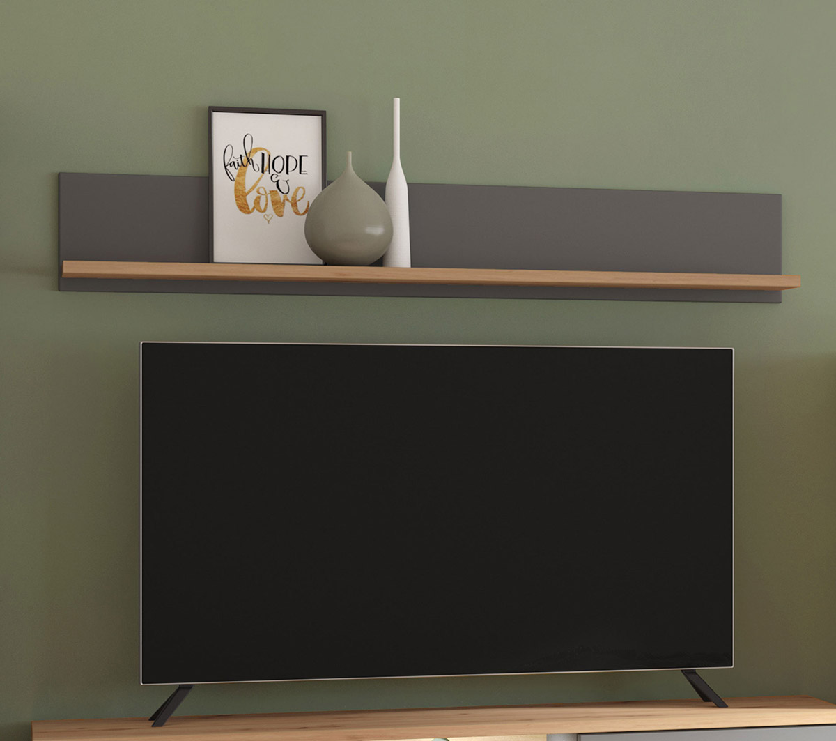 Mensola grigia e rovere, design moderno