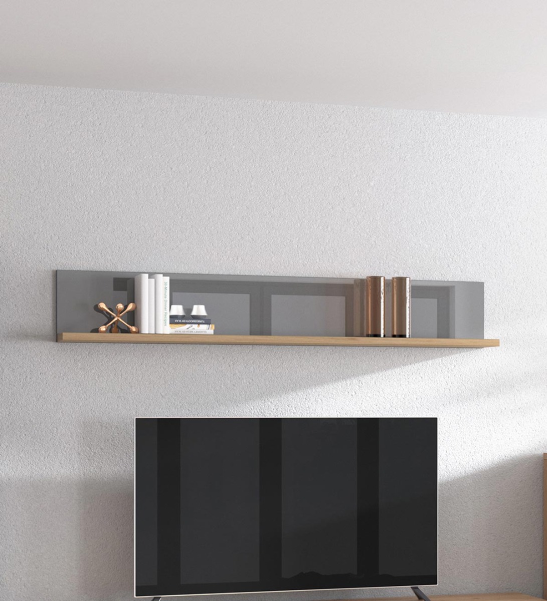 Mensola rovere e grigia, design moderno