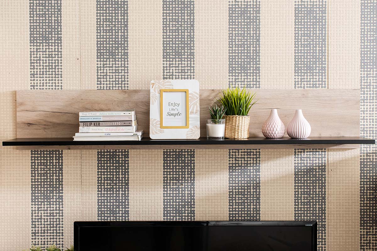 Mensola moderna finitura Rovere e Nero