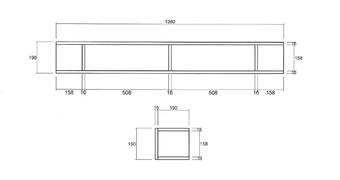 Libreria orizzontale sospesa, disponibile in diverse finiture