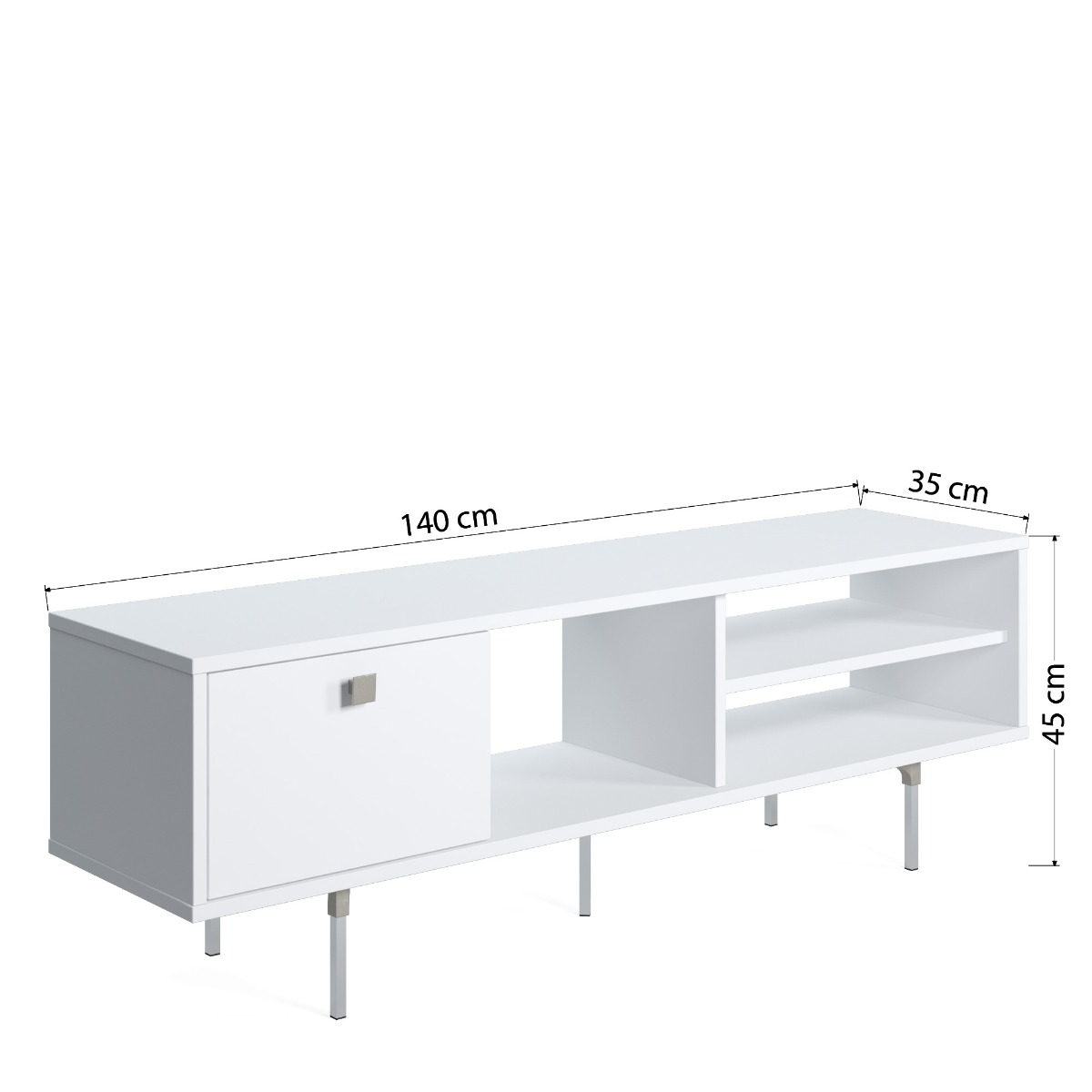 Mobile Tv Ankara bianco, una ribalta e un ripiano