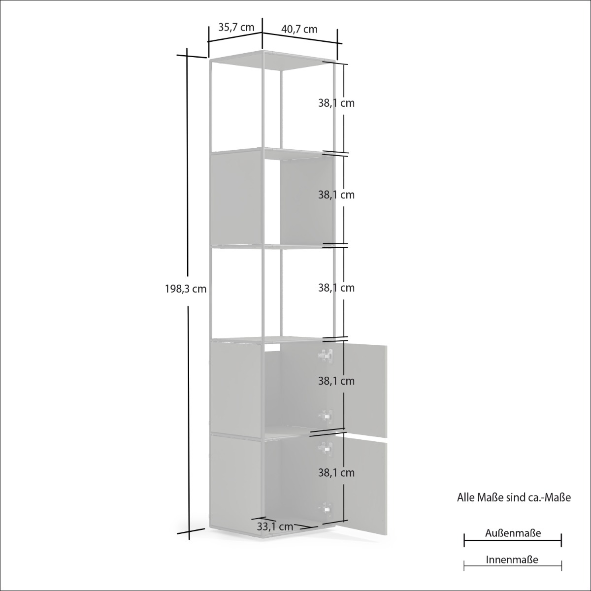Libreria moderna colore Grigio laccato, L.40 cm  stile di design