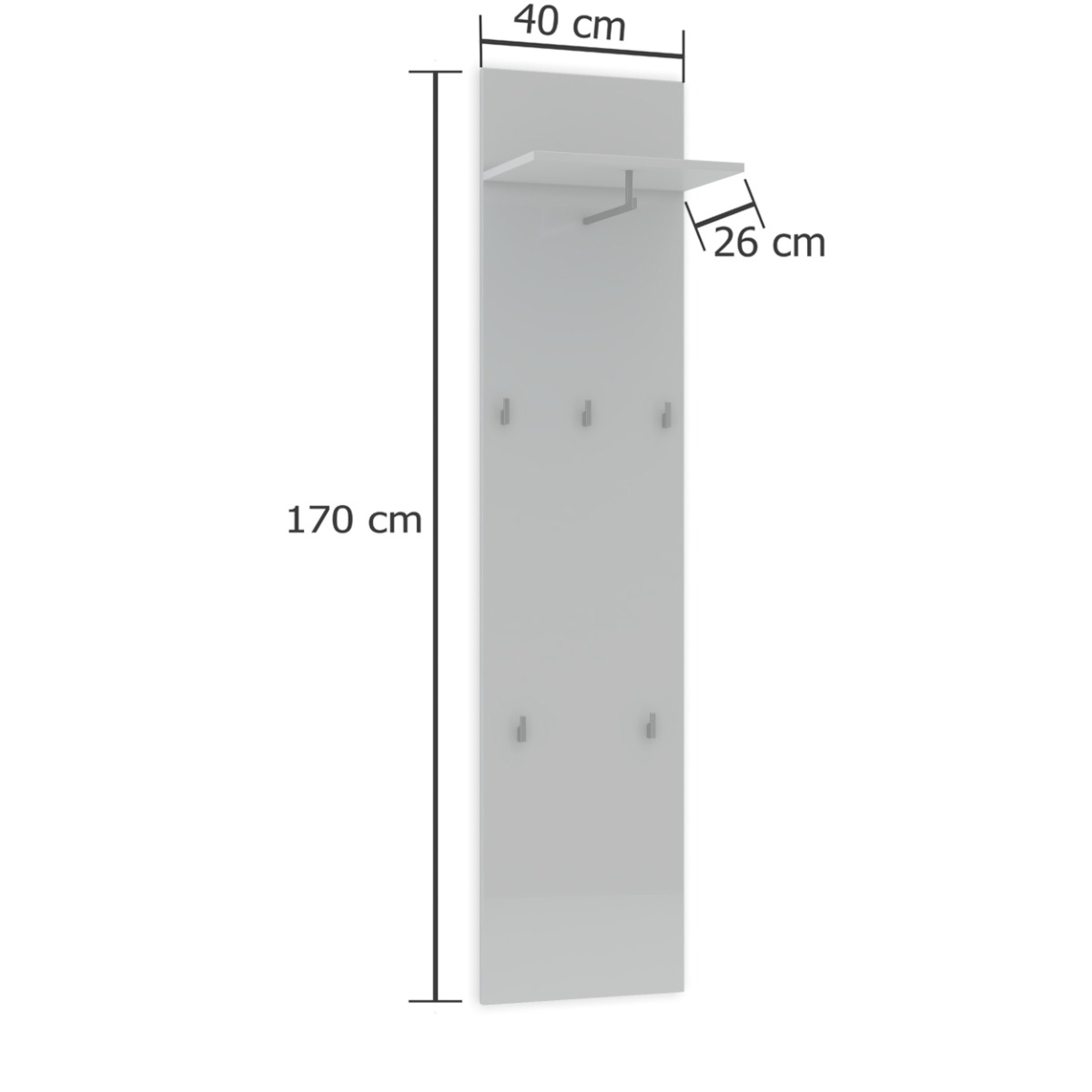 Appendiabiti moderno, finitura Grigio lucido, Made in Italy