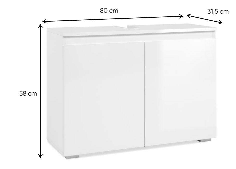 Moderno Mobile da bagno finitura Bianco lucido con specchio