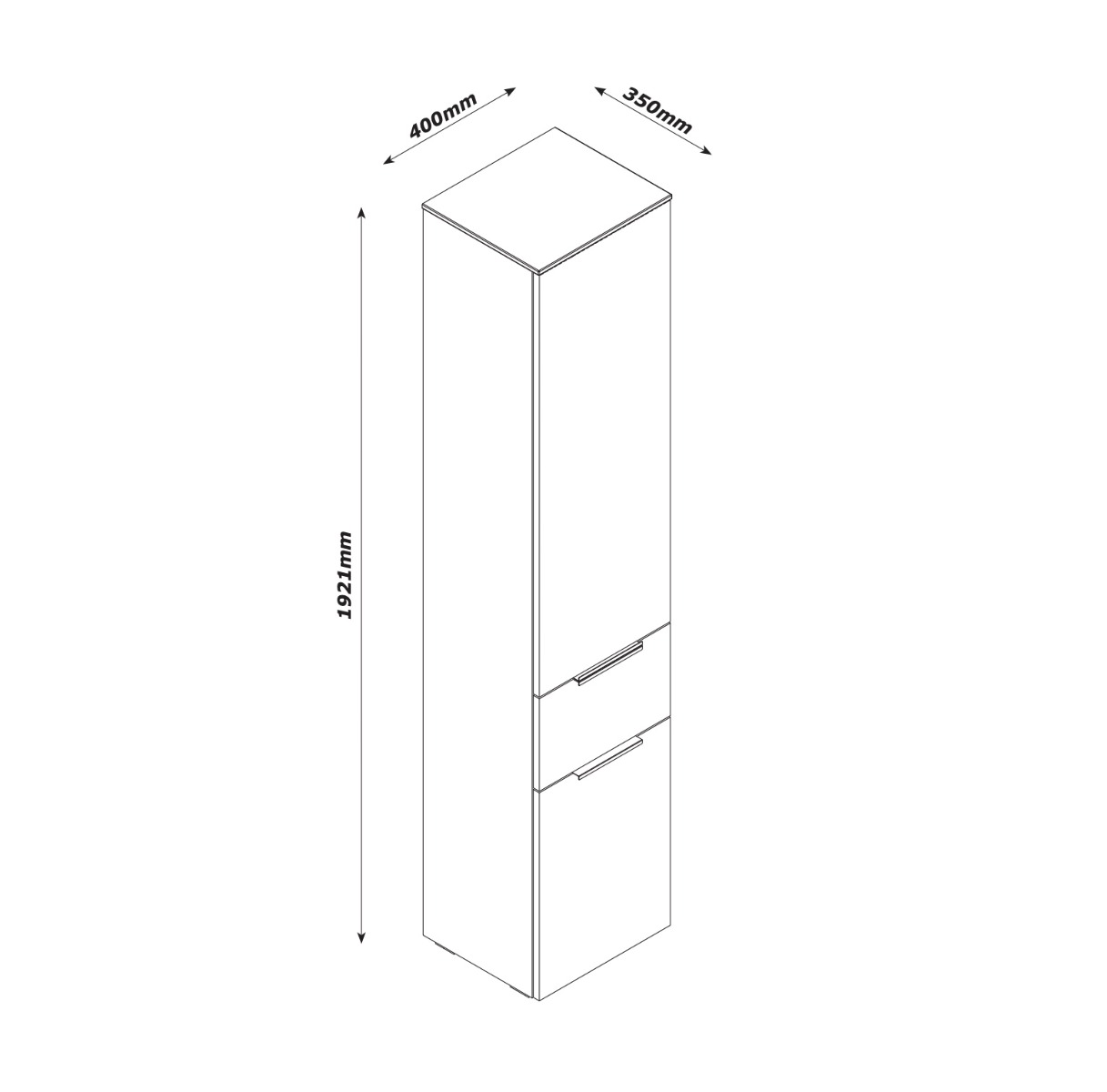 Colonna multiuso 2 ante + 1 cassetto, Bianco Laccato e top Grigio Cemento