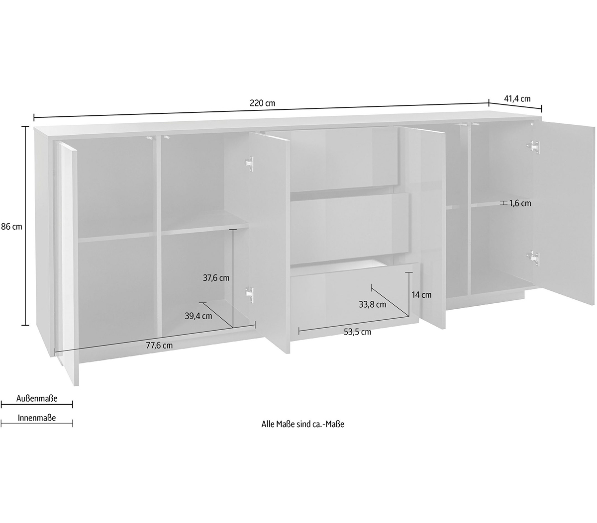 Madia in appoggio noce caracalla e finitura bianca lucida