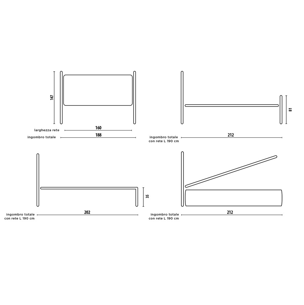 Letto matrimoniale grigio polvere in ferro