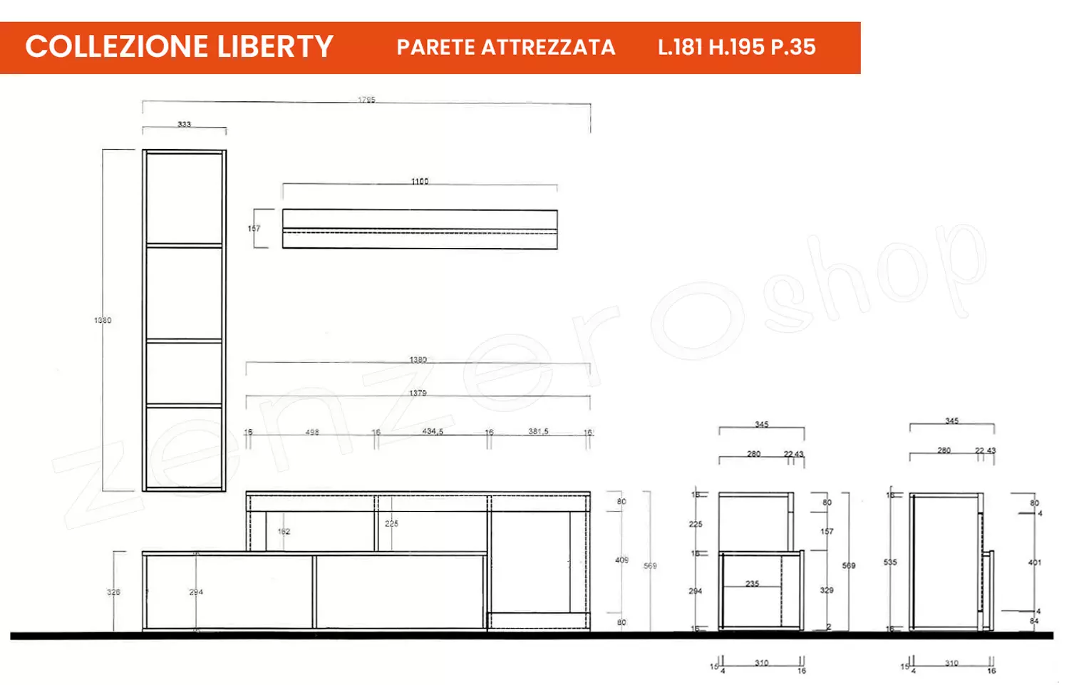 parete attrezzata piccola lava