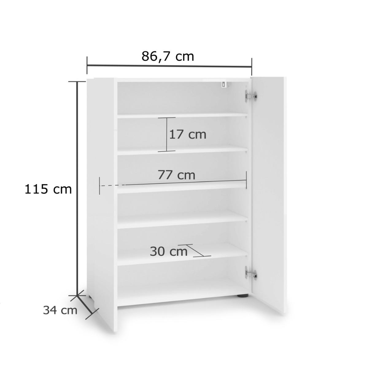 Offerta Madia multiuso Bianco laccato lucido, Made in Italy