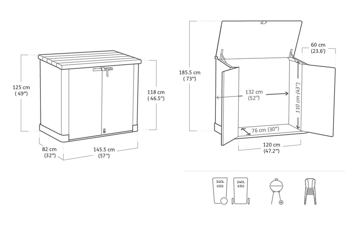 Porta attrezzi da esterno, Salice Max, capacità 1200L