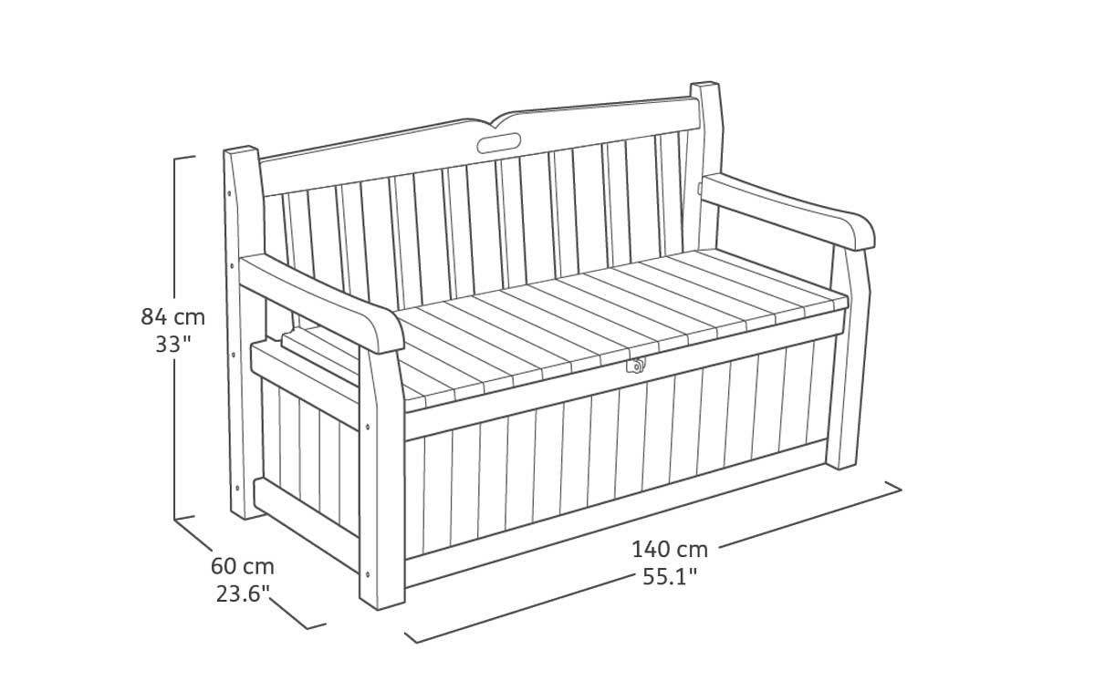 Panchina Tasso da esterni con contenitore, Marrone