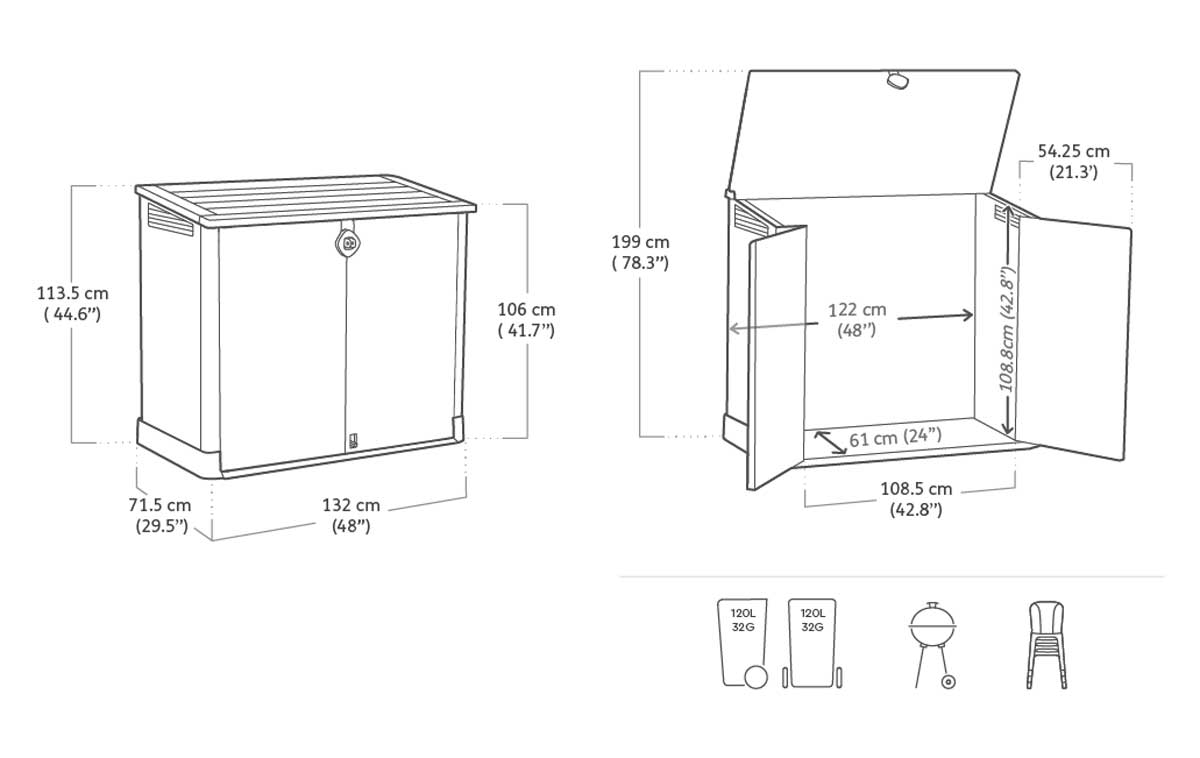 Porta attrezzi da esterno, Salice Midi, capacità 880L