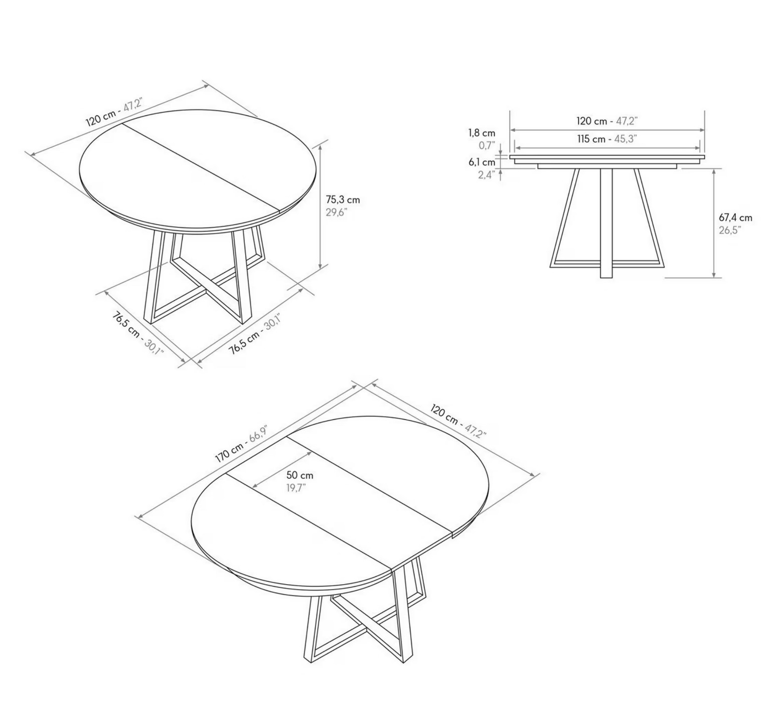 tavolo con base in metallo nero 