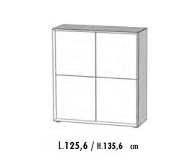 Madia di Design Alta, Credenza Moderna 4 ante, Teak e Calce