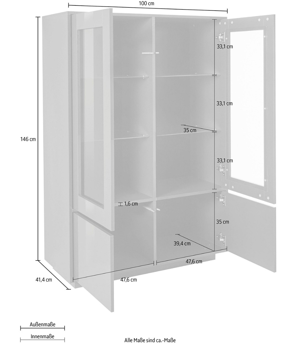 Vetrina di design bianca laccata lucida 