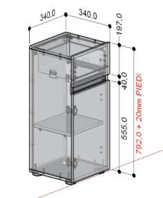Mobile basso con 1 cassetto e 1 anta