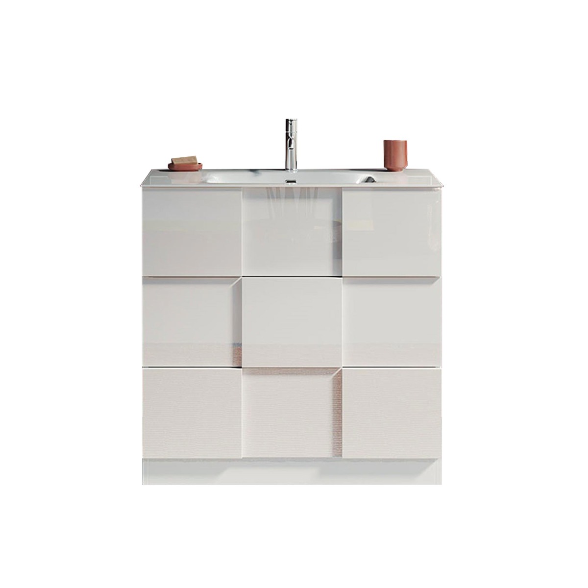  Mobile da bagno a terra L.82 finitura Bianco lucido