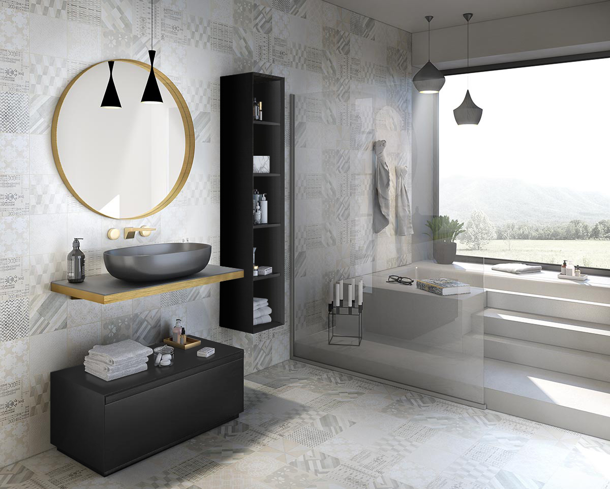 Mobile bagno Nero opaco e anticato bronzo