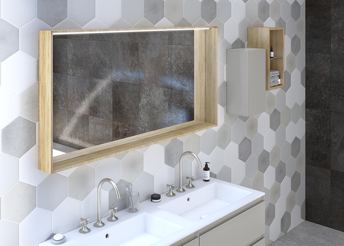 Mobile bagno 4 cassetti con lavabo integrato, finitura Bianco opaco 