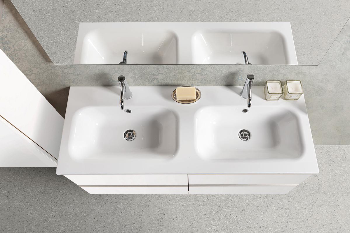 Arredo bagno completo, mobile con con lavabo integrato e 4 cassetti, Havasu 15
