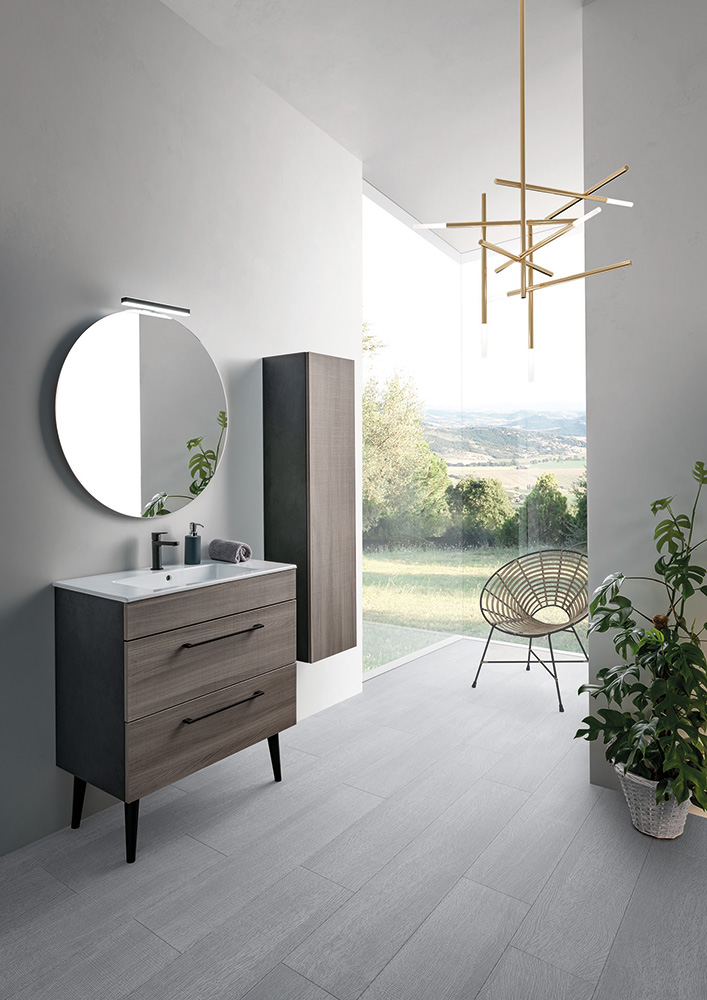 Mobile da bagno con lavabo integrato e piedini, Jog 3