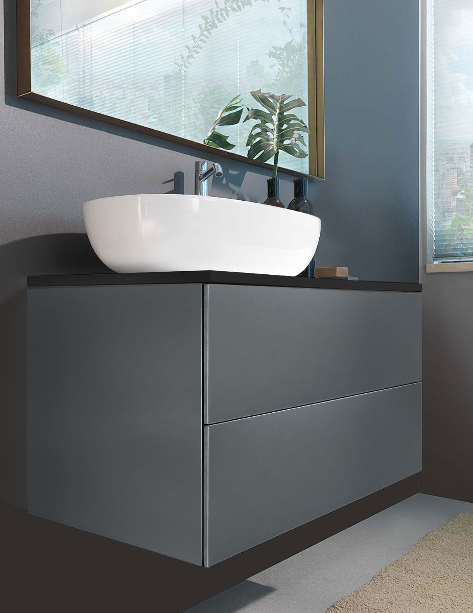 Mobile bagno sospeso 2 cassetti, finitura Grigio basalto