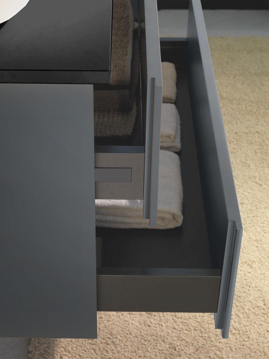 Mobile bagno sospeso 2 cassetti, finitura Grigio basalto
