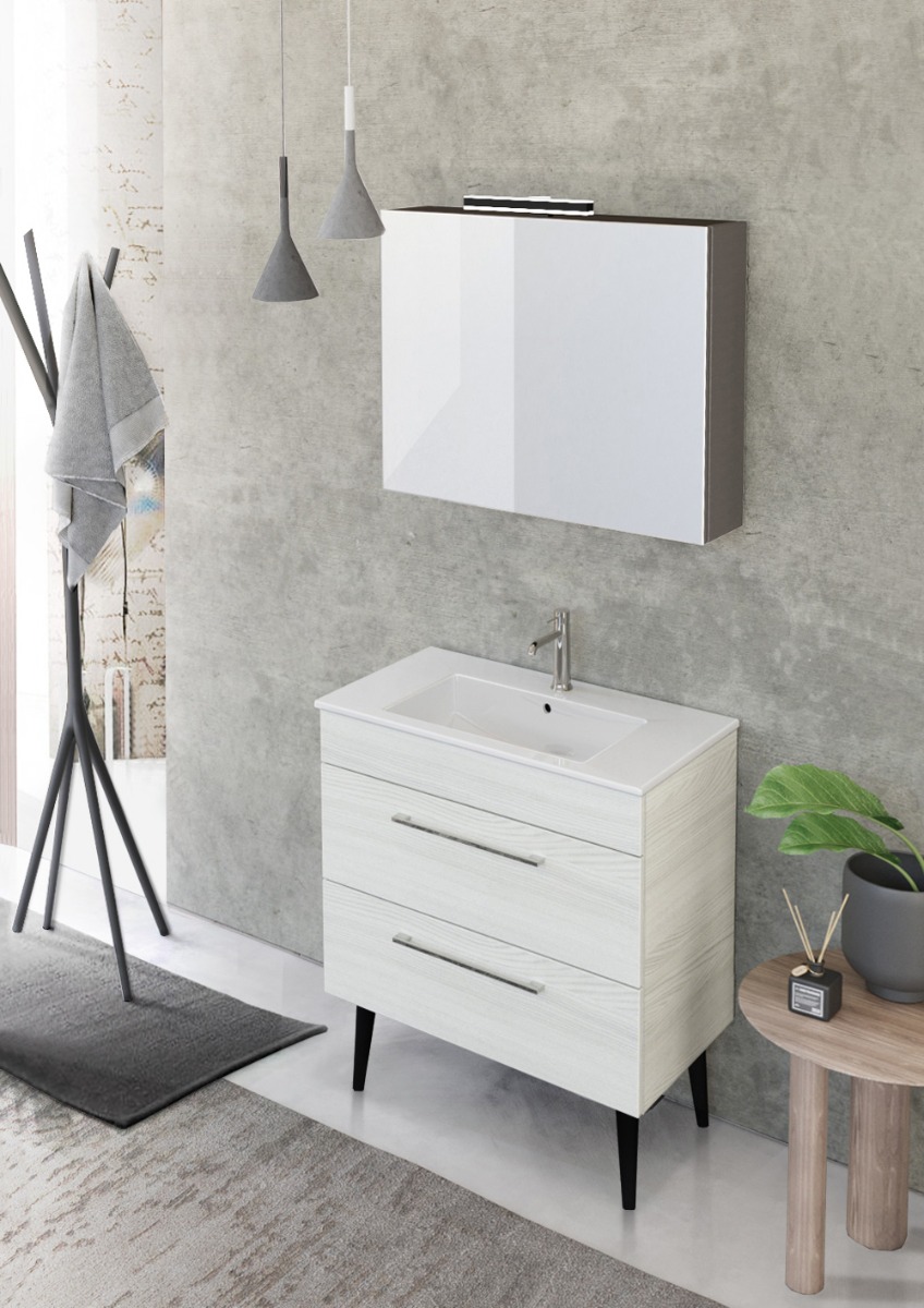 Mobile bagno moderno L.81 con piedini, Jog 30