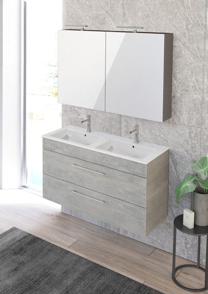 Mobili per bagno doppio lavabo L.118, Jog 38