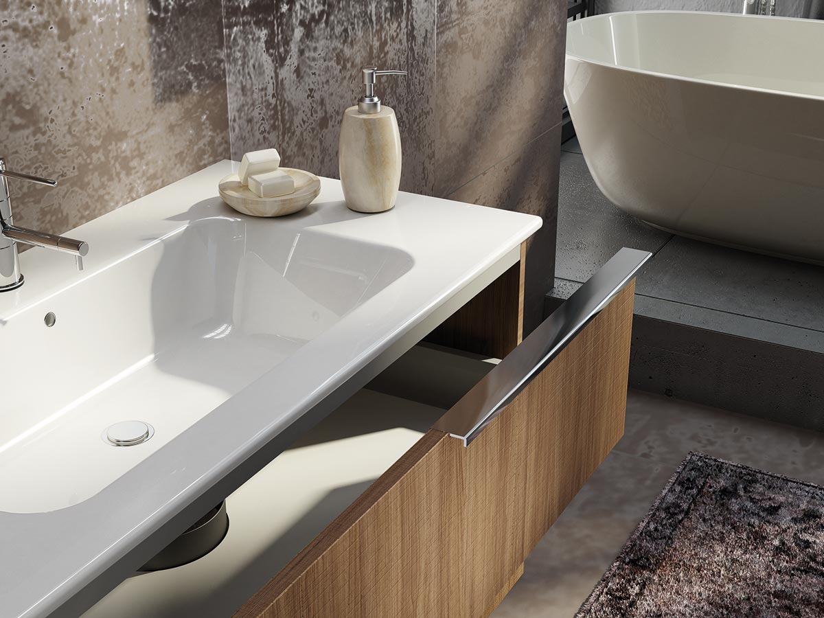 Bagno completo moderno, finitura Rovere tivoli