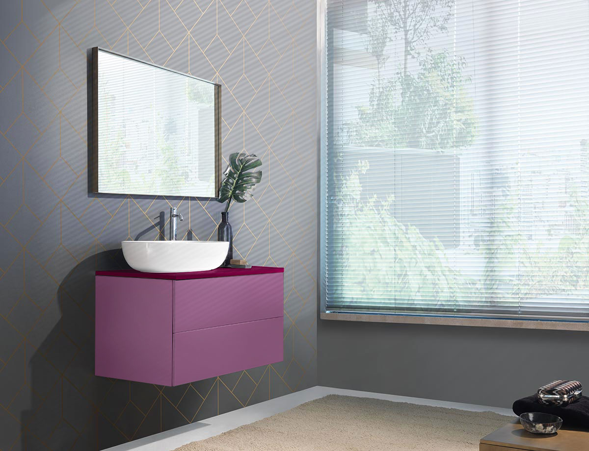 Mobile bagno Lilla sospeso con due cassetti