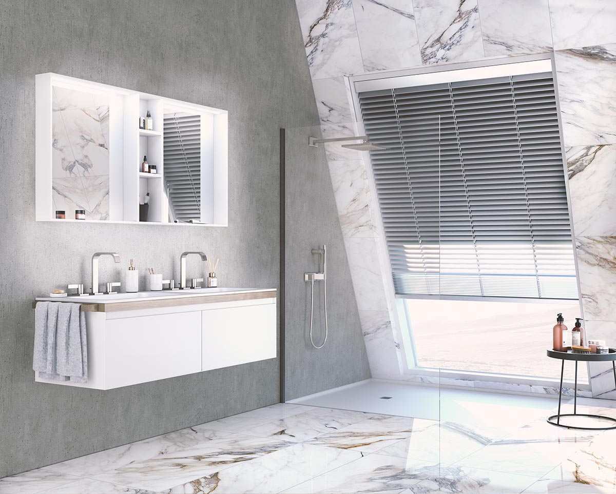 Mobile con lavabo integrato Bianco opaco, sospeso