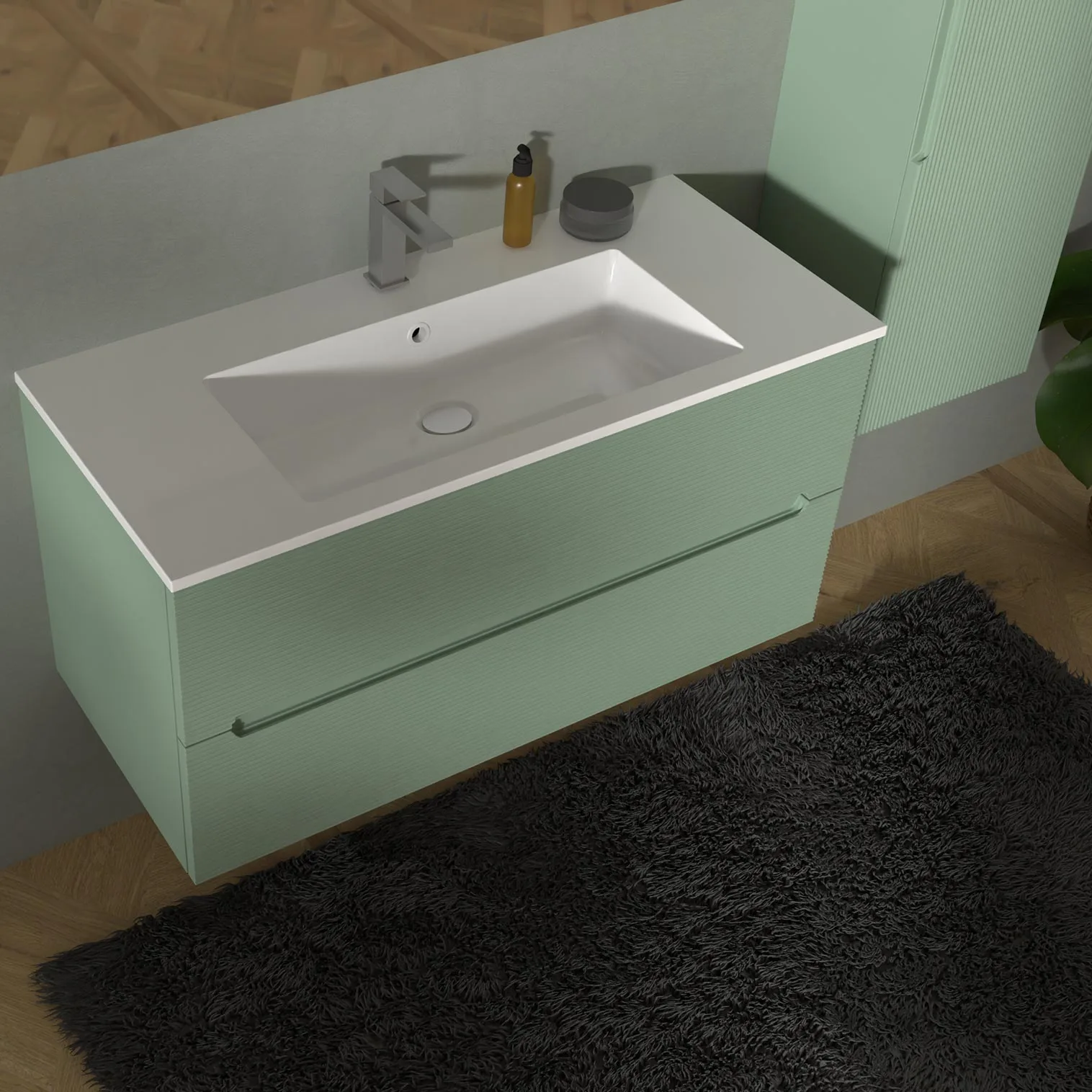 mobile bagno verde rigato