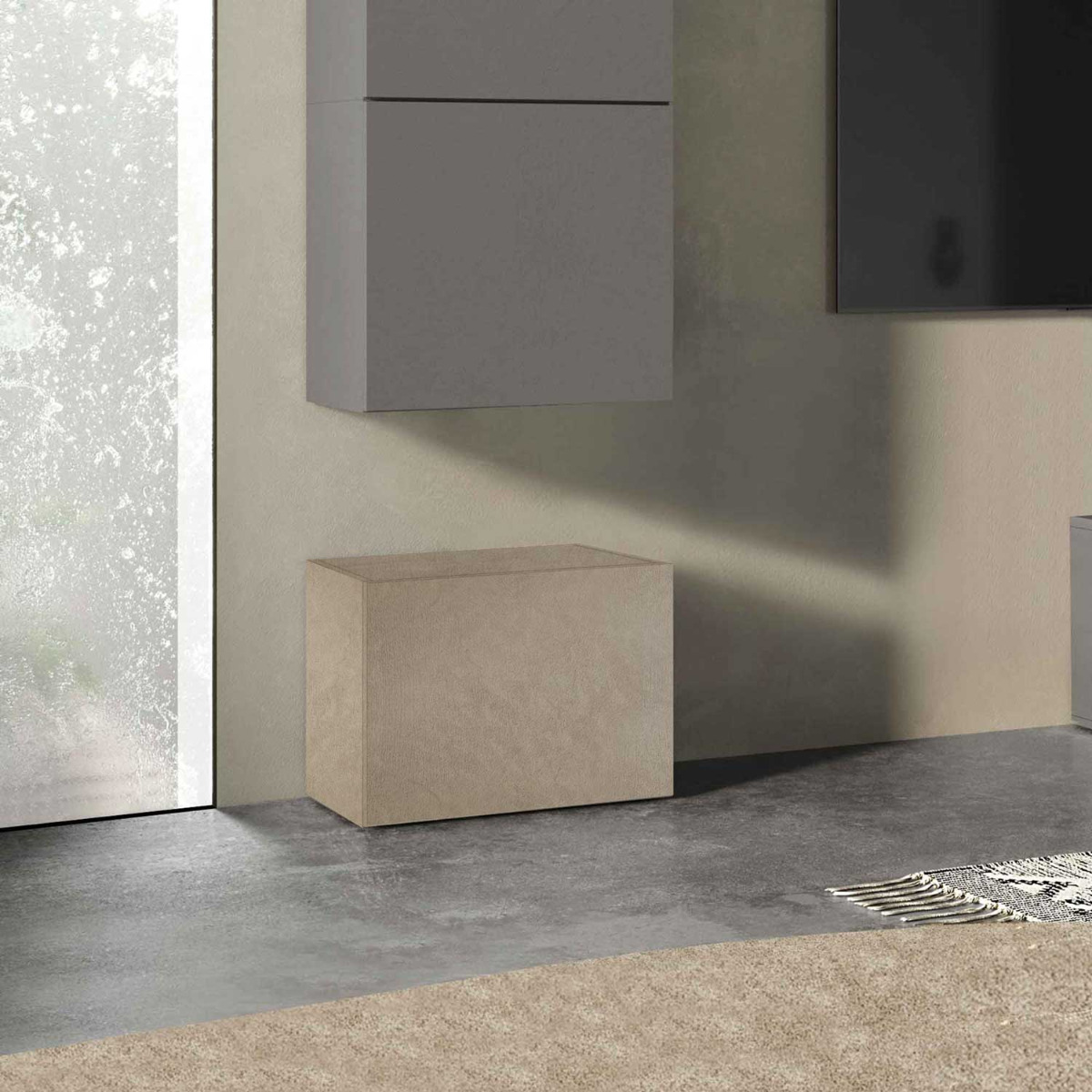 cubo a terra o sospeso in finitura argilla