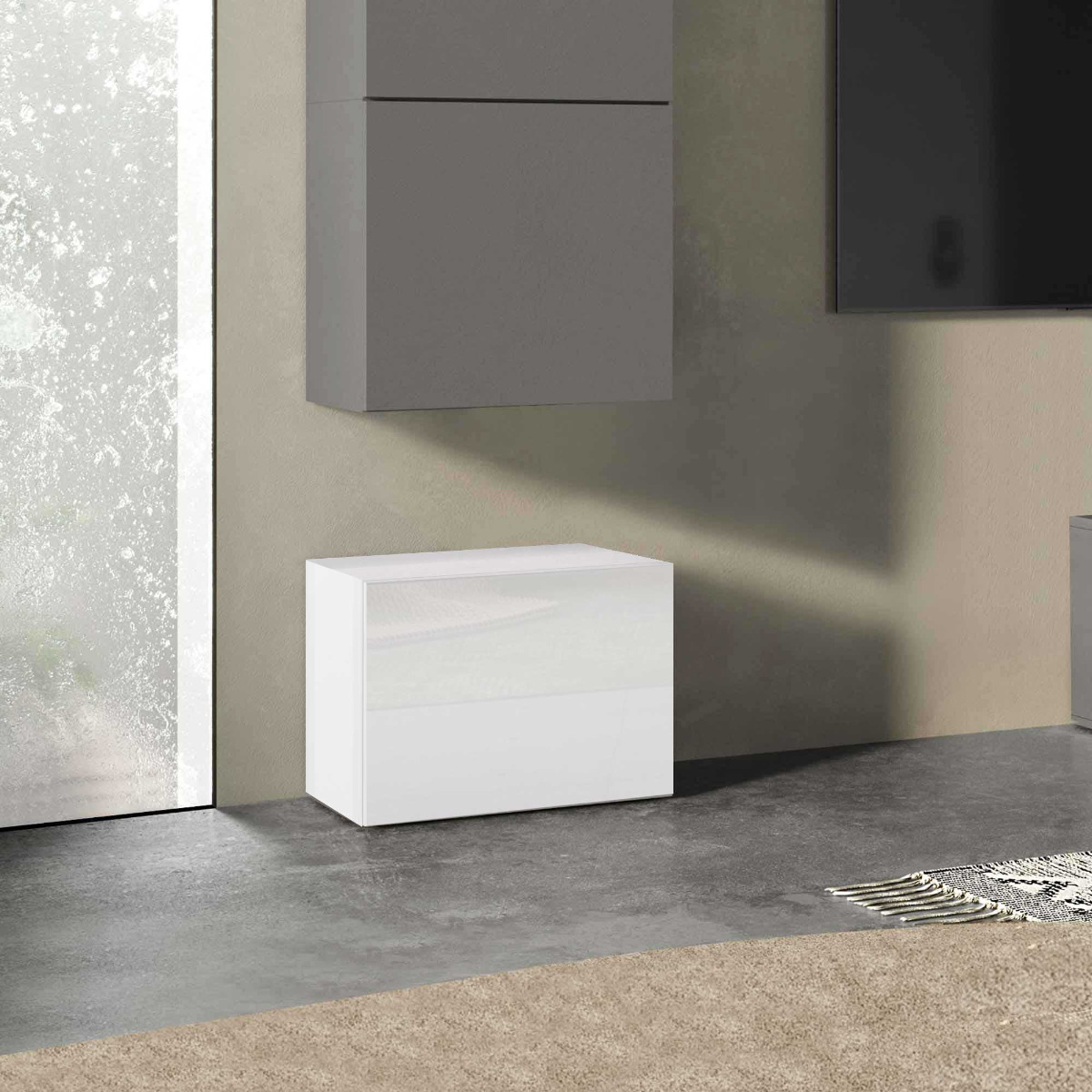 moderno cubo a terra bianco lucido